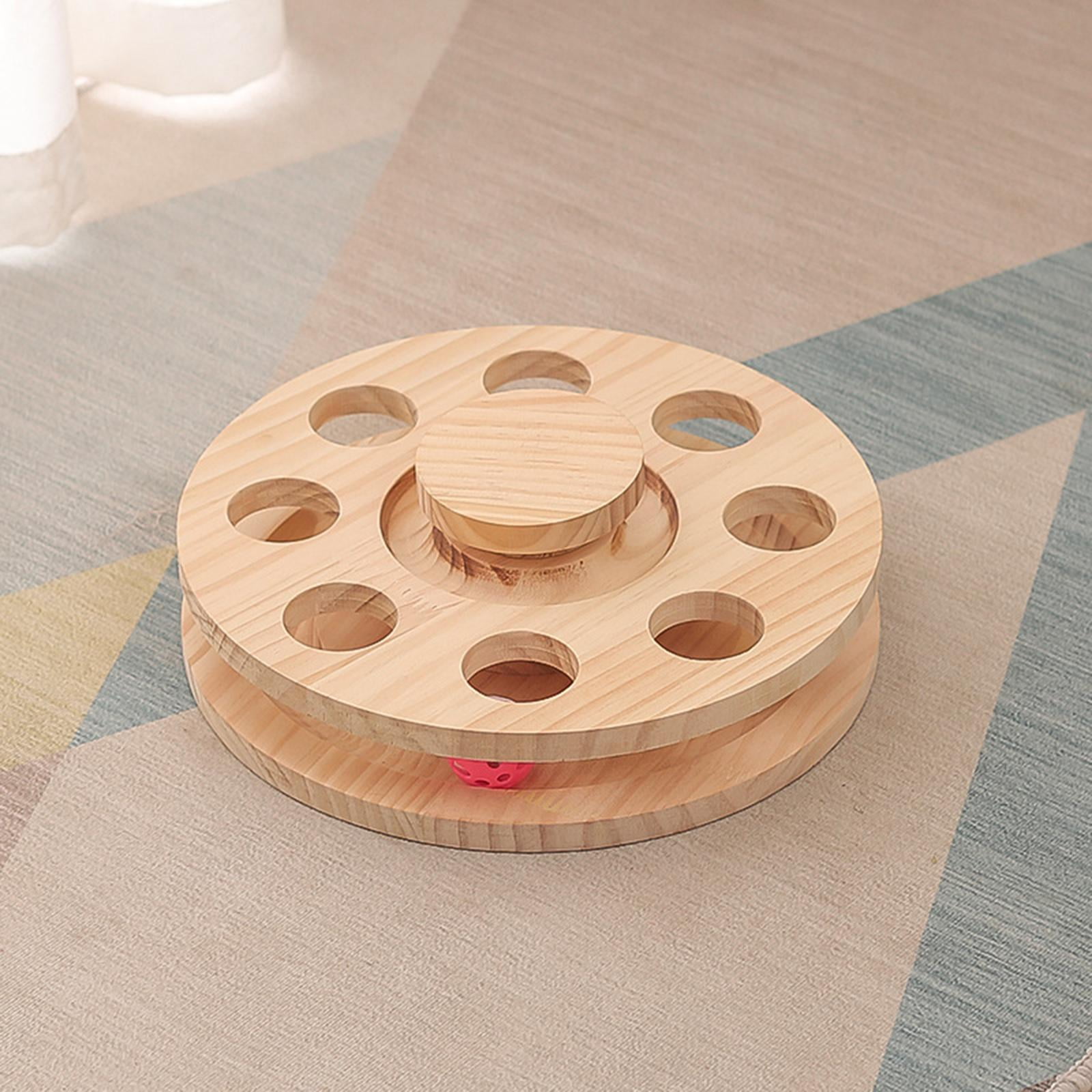 Bvdfgk Interactive Cats Toy Wooden Solid Wood Safe Scratch Board Scratcher Ball Toy for Indoor Training Activity Exercise Kitten Cats S
