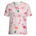 thumbnail image 5 of Flamingo Pattern Women's Short Sleeve T-Shirt Crew Neck Casual Summer Trendy Loose Fit Tops, 5 of 6