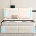 thumbnail image 2 of MODERNLUXE Queen Size Bed Frame with LED Lights Charging Station, 900LBS PU Upholstered Bed with Hydraulic Storage System, Plywood Wood Slats, Easy Assembly, 2 of 8