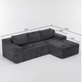 thumbnail image 3 of L Shaped Sectional Sofa, Corduroy Modular Floor Couch Set, No Assembly Compressed Foam Sofa, Modern 3-Seat L-Shape for Living Room, Antique Grey, 3 of 7