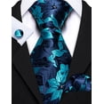 thumbnail image 3 of Barry.Wang Men's Tie Set with Handkerchief Cufflinks Flower Paisley Silk Necktie Wedding Business Party, 3 of 3