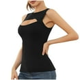 thumbnail image 2 of JDQJBZ Débardeurs pour Femmes Grande Taille Camisoles de Base Débardeurs Couleur Unie Coupe Ample Court Sans Manches Haut Décontracté, 2 of 4