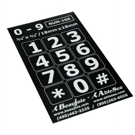 Telephone Stickers - White on Black - Numbers Only