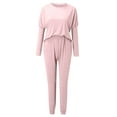 thumbnail image 4 of Ploknplq travel outfits for women,jogging suits for women,jogging suits for women,Home Two Piece Blouse Long Pants Pajamas Sets,women's athletic clothing sets,winter outfits for women 2024 Pink 3XL, 4 of 6