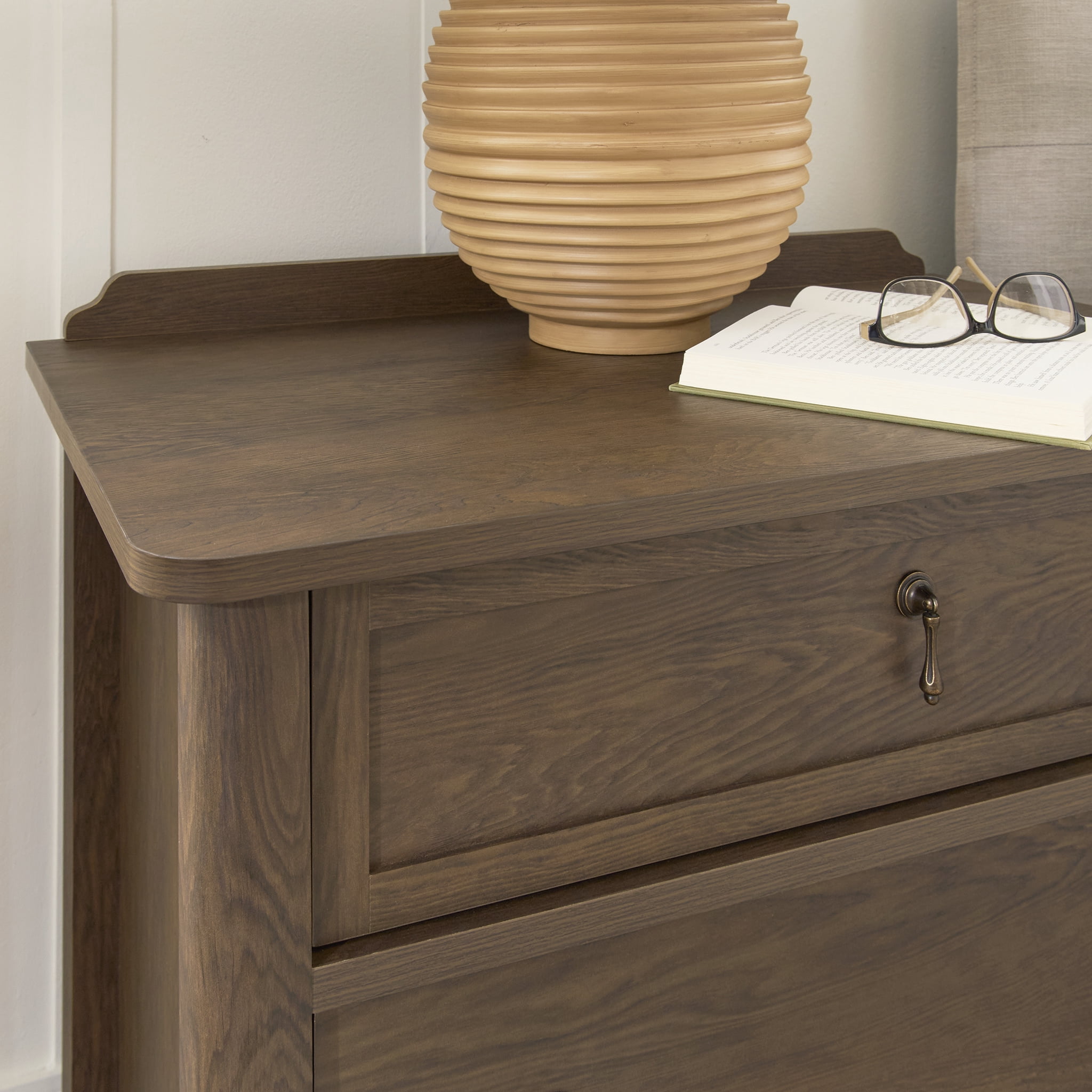 My Texas House Hartwell 3 Drawer Nightstand with USB, Heritage Oak