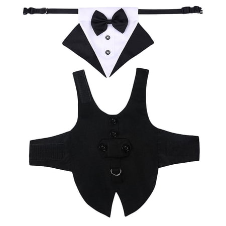OUNONA 1Set Dog Vest and Bandana Kit Black Formal Pet Attire Breathable Comfortable Easy to Wear