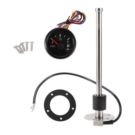 Unique Bargains 1set Fuel Sending Unit and Gauge Kit 9.84" Length Boat Fuel Sending Unit Marine Fuel Sender Unit Black Silver Tone Metal 0-190 Ohm