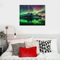 thumbnail image 4 of ONETECH Nature Landscape Aurora Borealis Artwork Painting Blue Green Northern Light Canvas Prints 16\x12\, 4 of 4