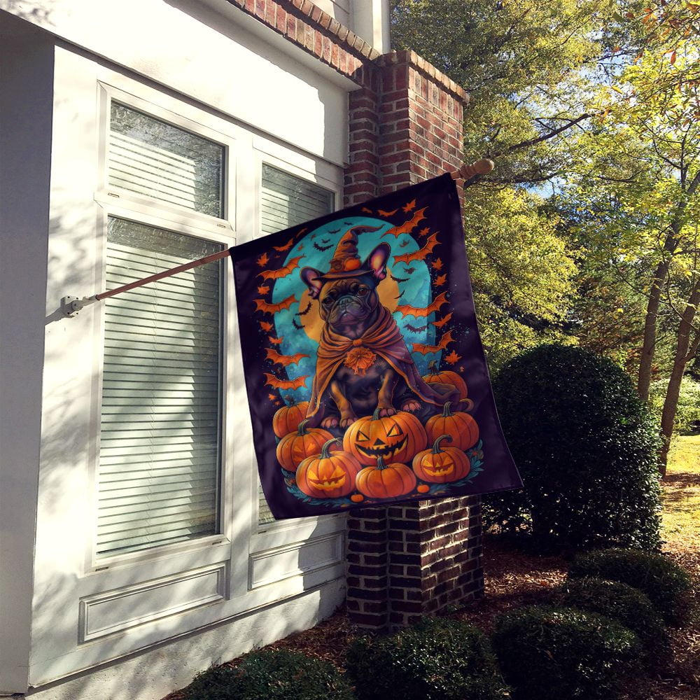 Halloween French Bulldog Dog House Flag 28x40IN Double-Sided Polyester Decorative Sleeve Pole Flag for Outdoor Home Garden