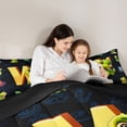 thumbnail image 4 of Erosebridal Kids Dinosaur Full Size Comforter Sets for Boys Girls, Dino Letter W Bedding Sets, Black Reversible 3pcs, 1 Comforter and 2 Pillowcases, 4 of 6