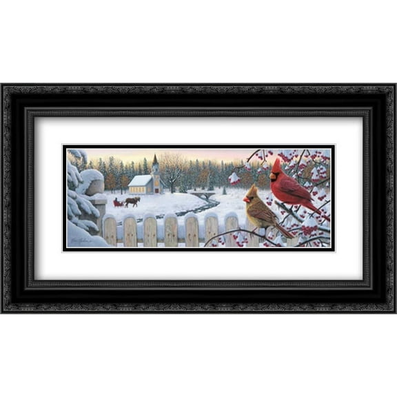 White Crimson Morning 2x Matted 24x14 Black Ornate Framed Art Print by Norlien, Kim