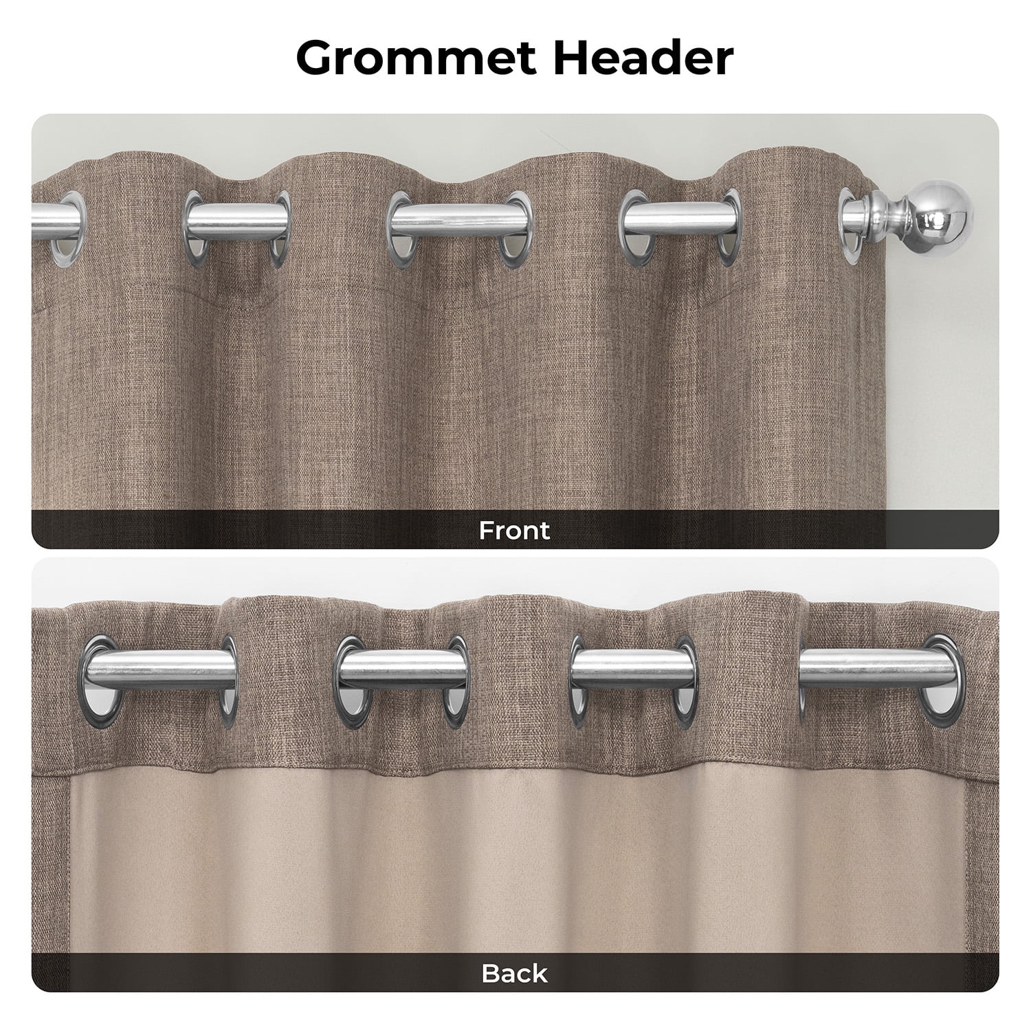 HPD Half Price Drapes Dutch Cocoa Grommet Faux Linen Room Darkening Curtains for Bedroom & Living Room Curtains (1 Panel), Door & Window Curtains 108 inches long, 50W X 108L