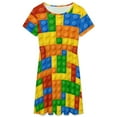 thumbnail image 3 of Building Blocks Construction Brick Dress Summer Street Style Dresses Female Short Sleeve Printed Sundress, 3 of 7