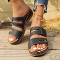 thumbnail image 2 of Orthopedic Sandals for Women with Arch Support Casual Summer Slip on Platform Slides Lightweight Cushioned Low Wedge Walking Shoes Black Size 8.5, 2 of 7