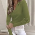 thumbnail image 2 of Camiseta elegante de manga larga con escote en V profundo para mujer: top ajustado con fruncidos laterales para combinar en otoño/invierno, estilo informal de negocios (S-L), 2 of 5