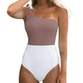 thumbnail image 3 of Gibobby Trajes de Natación para Mujer Traje de baño Bloque de baño Color Traje de mujer Bowknot Traje de baño de una pieza Hombro Un traje de baño Tankin(Caqui,XL), 3 of 5