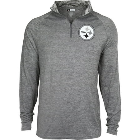 Football Jacket - Men's Zubaz Gray Pittsburgh Steelers Space Dye Quarter-Zip Jacket