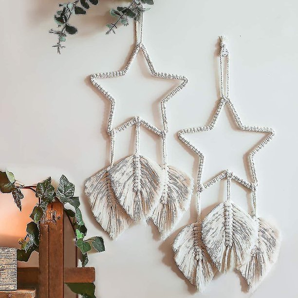 Decoración de borlas de atrapasueños de pared de encaje colgante (2 piezas)