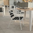 thumbnail image 4 of Flash Furniture Lila Commercial Metal Indoor-Outdoor Restaurant Stack Chair with Triple Slat Black Faux Teak Back, 4 of 11