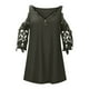 thumbnail image 5 of Blusas Para Mujer Elegantes, Informales, de Talla Grande, Blusas, Camisas Con Hombros Descubiertos, Encaje, Media Mangaｖ, Cuello Con Cremallera, Camiseta Hueca, Blusa Odeerbi  ODB154503, 5 of 8