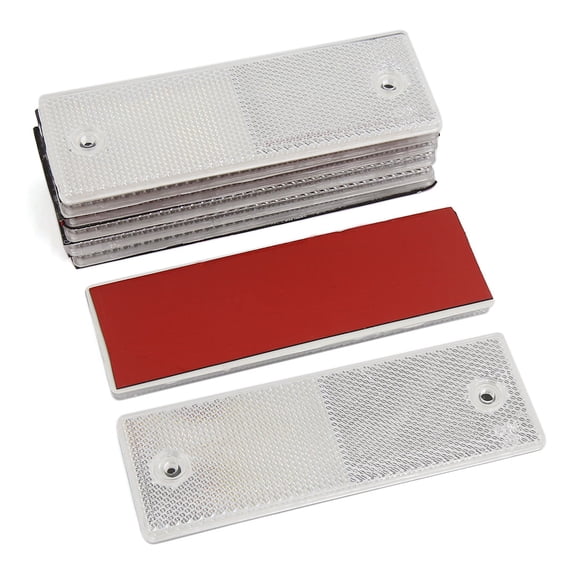 Unique Bargains 8 Pcs White Plastic Warning Reflective Plate Tape Anti-Collision Reflector Stickers 5.7" x 2" x 0.24" for Car