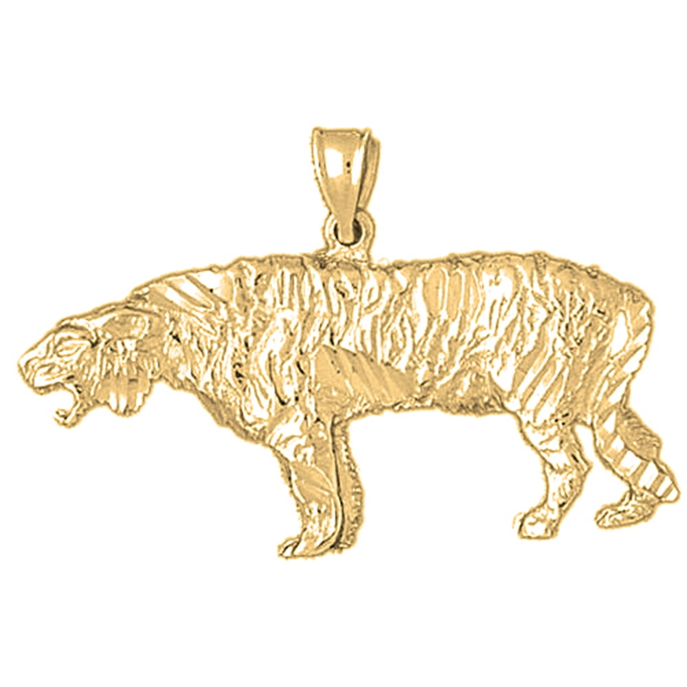 18K Yellow Gold Sabre Tooth Tiger Pendant 21 mm