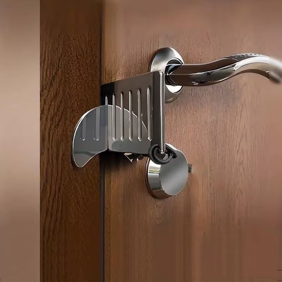 1pc Portable Metal No-flush Security Door Lock, Touch Control, Hotel Portable Door Stopper Door Blocking Door Counter Lock Anti-theft Household Solo Door Stopper