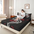 thumbnail image 3 of Homewish Halloween Hipple Skull Queen Sheets,Red Rose Flower Queen Sheet Sets,4-Piece,1 Flat Sheet, 1 Fitted Sheet and 2 Pillowcases, 3 of 6
