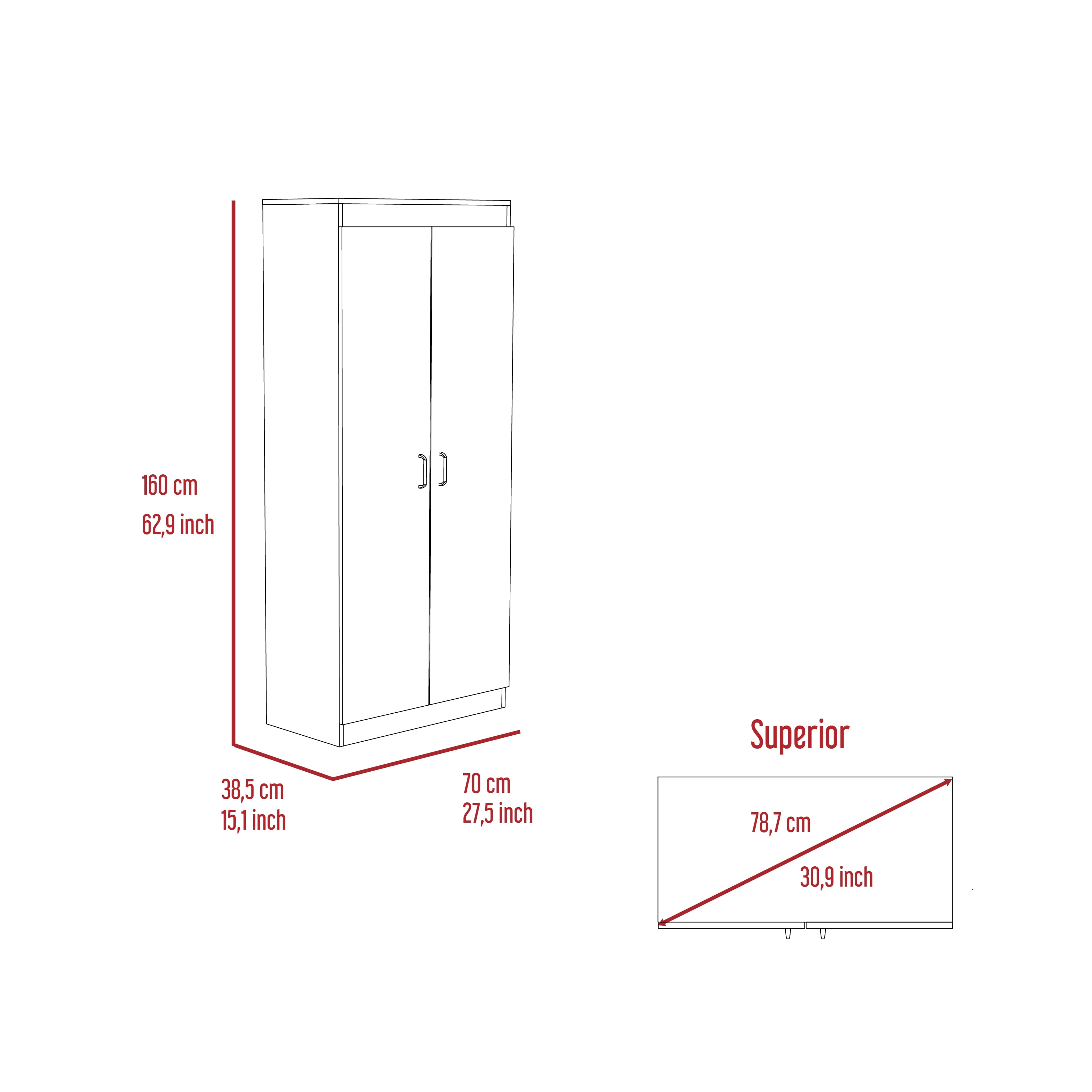 Albany; Double Door Pantry Cabinet; Five Shelves