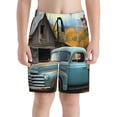thumbnail image 2 of Cauagu Vintage Truck Farm Scene Print Swim Trunks for Men,Youth Boys Swim Shorts Compression Liner Beach Shorts Boys' Swimming Shorts 7-20 Years Bathing Suit-Medium, 2 of 7