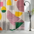 thumbnail image 2 of Pink Yellow Green Painting Fabric Shower Curtain Abstract Art Washable Shower Curtains for Bathroom, Waterproof Bath Curtain with Hooks Home Decor 72x84in, 2 of 8