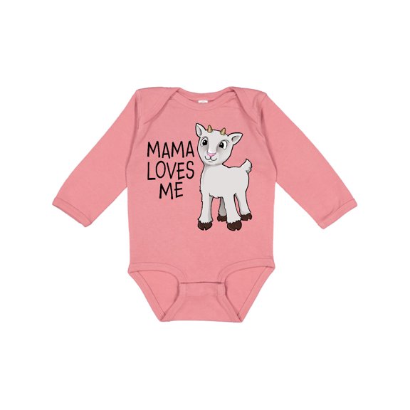 Inktastic Mama Loves Me- cute goat Boys or Girls Long Sleeve Baby Bodysuit
