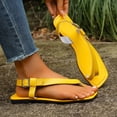 thumbnail image 5 of Shrysg Women's Strappy Flat Square Toe Thong Sandals Comfortable Casual Summer Flip Flops for Vacation Beach Outdoor Leisure Yellow, 5 of 9