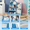 thumbnail image 2 of Hironpal Wooden Children bookcase Kids Bookshelf, 4 Tier Storage Book Rack and Five Layer Sling Bookshelf for Living room,Playroom,Blue, 2 of 7