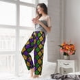 thumbnail image 4 of Uemuo Mardi Gras Shiny Green Purple Pattern Women's Wide Leg Palazzo Lounge Pants with Pockets Light Weight Loose Comfy Casual Pajama Pants-Medium, 4 of 9