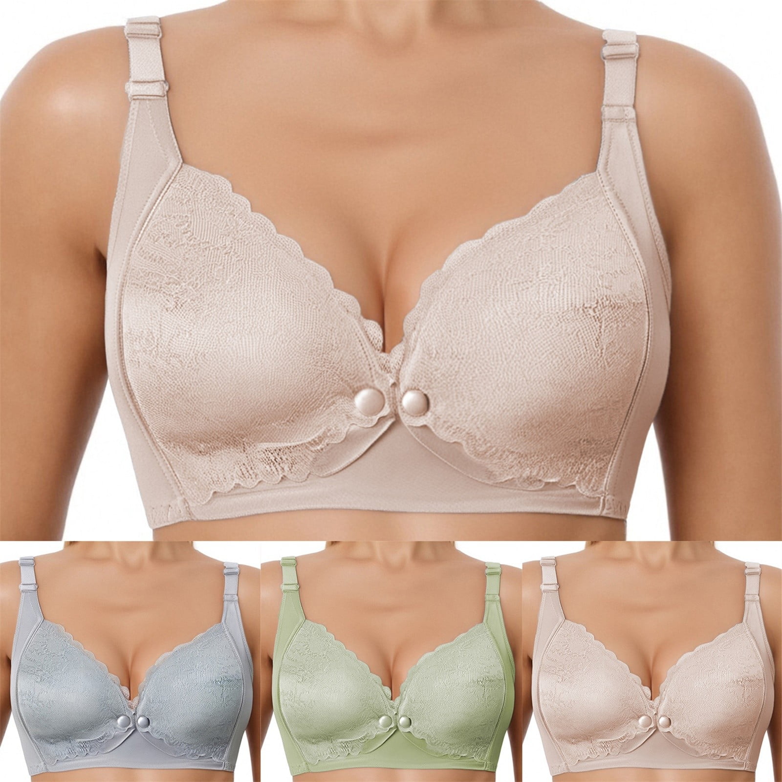 Avtoify Women's Solid Color Nursing Bra Summer Womens Bras Open Button Pregnancy Postpartum Breastfeeding Soft Support Bra