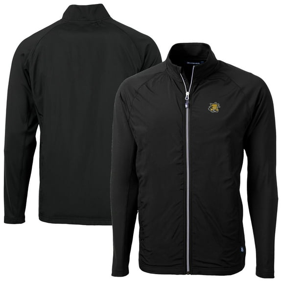 Men's Cutter & Buck  Black Wichita State Shockers Adapt Eco Knit Hybrid Recycled Full-Zip Jacket
