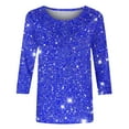 thumbnail image 3 of Otvok Women'S Loose Mid-Length 3/4 Sleeve Bright Glitter Printed Round Neck T-Shirt, 3 of 6