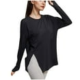 thumbnail image 1 of Timegard Tops for Women Side Split Long Sleeve Thumb Hole Workout Yoga Tops Running Comfy Solid Color, 1 of 5