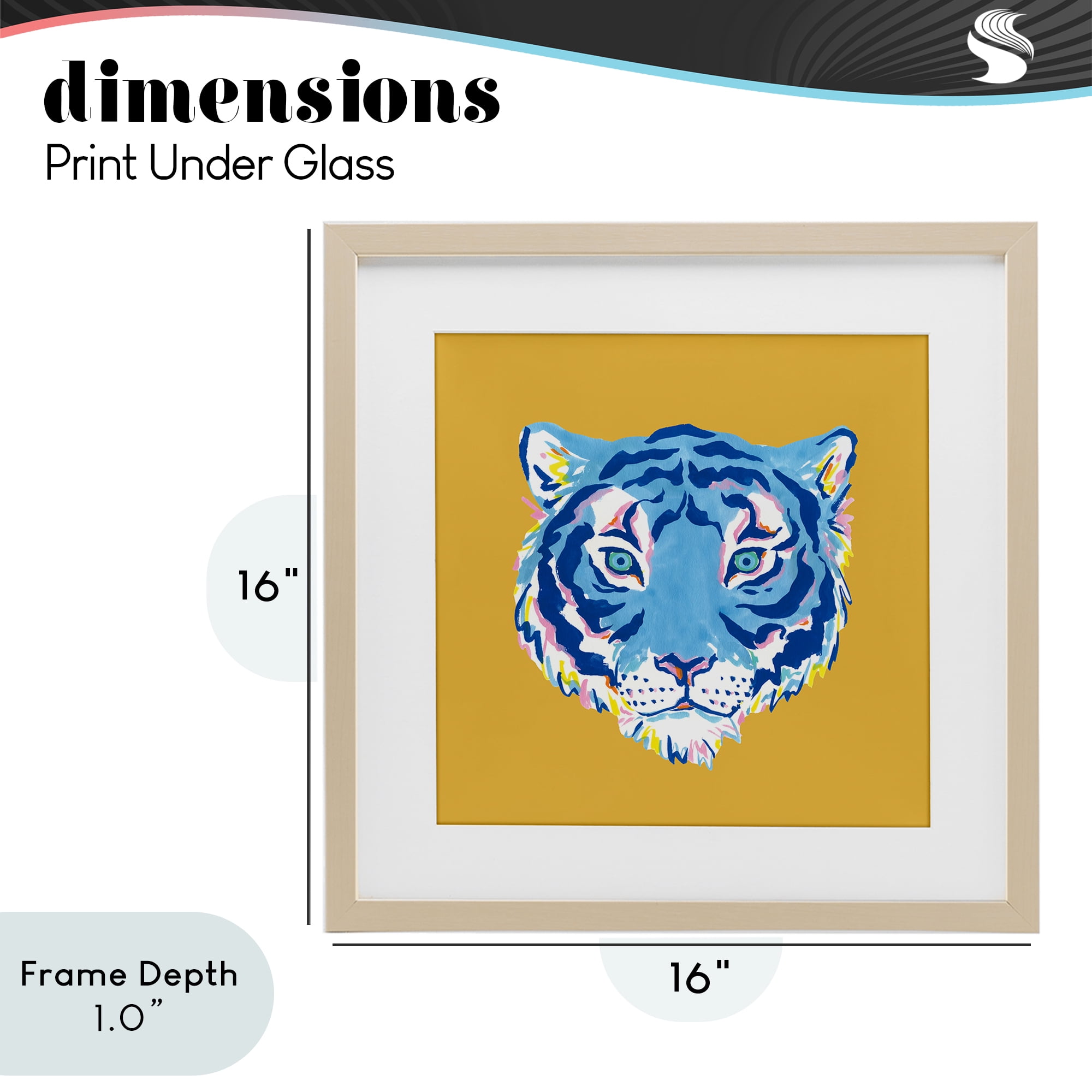 Stupell Industries Blue Tiger over Yellow Birch Framed Print Under Glass, design by Karolina Sato