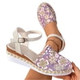 thumbnail image 5 of Norvail Closed Toe Wedge Sandals for Women Boho Lace Espadrilles Ankle Strap Buckle, Summer Beach Wedding Vacation Dress Shoes, 5 of 6