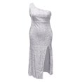 thumbnail image 4 of Women's Pure Color Bosom Wrapped Sequins Waist Temperament Sweet Dress One Shoulder Dress plus Size Short Formal Dresses plus Size New Years Eve Outfits Women Short Dresses Formal plus Size Trumpet, 4 of 4