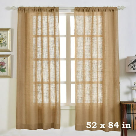 BalsaCircle Natural Burlap Window Drapes Curtains 2 Panels - Home Window Treatments Decorations