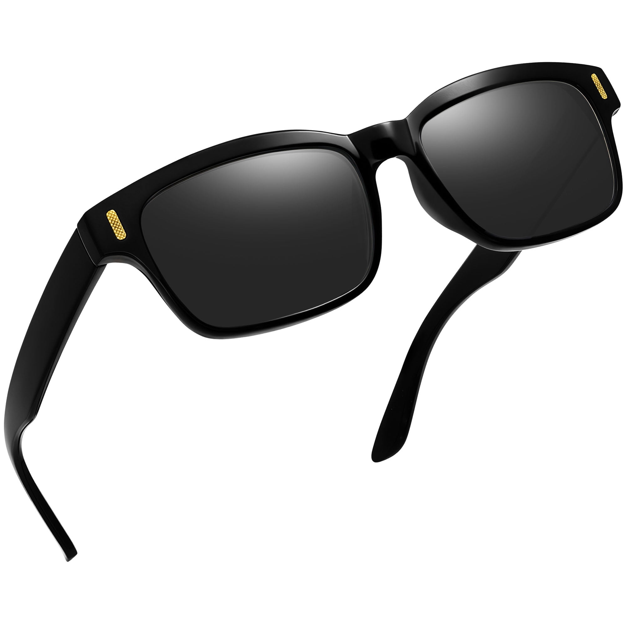 Joopin Rectangular Sunglasses Polarized UV Protection Retro Trendy Designer Sun Glasses Men Women (Black)