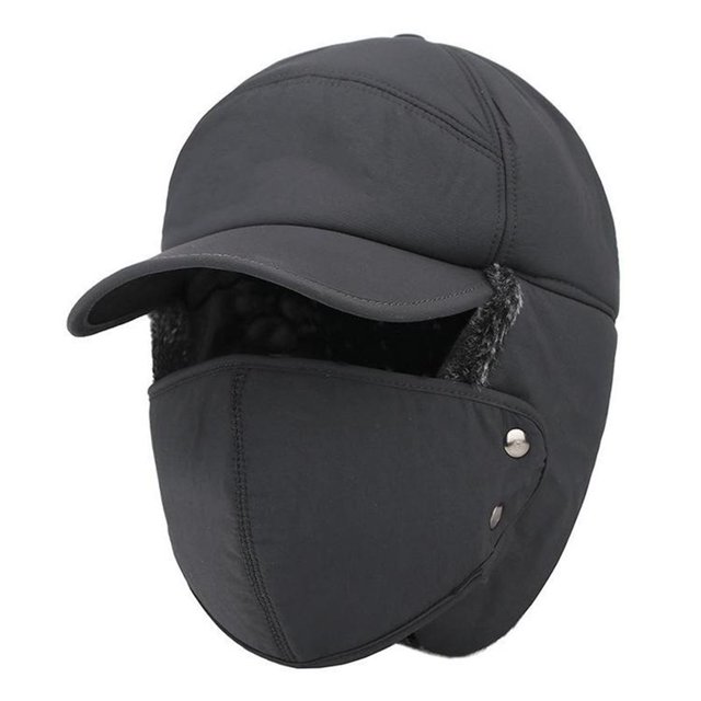 Gorro de invierno Nrmrqz 3 en 1, resistente al viento, térmico, con orejeras y mascarilla extraíble para hombre y mujer | Forro cálido de poliéster | Ideal para deportes y actividades al aire libre |