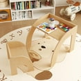 thumbnail image 3 of OLAKIDS Kids Table and Chair Set, Wooden Activity Table for Toddlers Arts Crafts Drawing Reading Playing Building Block Drawing, Children Natural Furniture Set for Playroom Nursery (Natural), 3 of 9