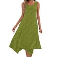 thumbnail image 2 of Ovzne Robes d'Été pour Femmes Robe de Plage Imprimée Sans Manches avec Poches Ourlet Irrégulier Col Rond Robe Grande Taille Imprimée en Solde, 2 of 5