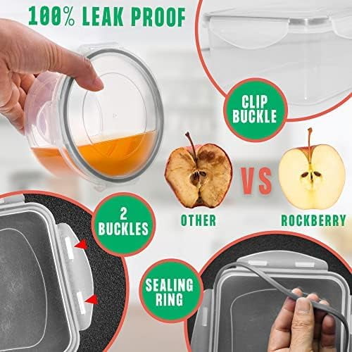 ROCKBERRY 50 Pcs  Food Storage Container with Lids Airtight & Leakproof, plastic containers (20 Stackable Boxes-20 Lids)