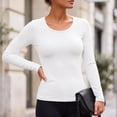 thumbnail image 5 of Stamzod Long Sleeve Shirts for Women U-Neck Slim Fitted Tops Casual Base Layer Undershirts Fall Fashion, 5 of 10