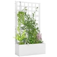 thumbnail image 2 of Outsunny Galvanized Raised Garden Bed with Trellis and Drainage Holes for Climbing Plants, Vegetable, Vines, 24" x 9" x 44.5", White, 2 of 9